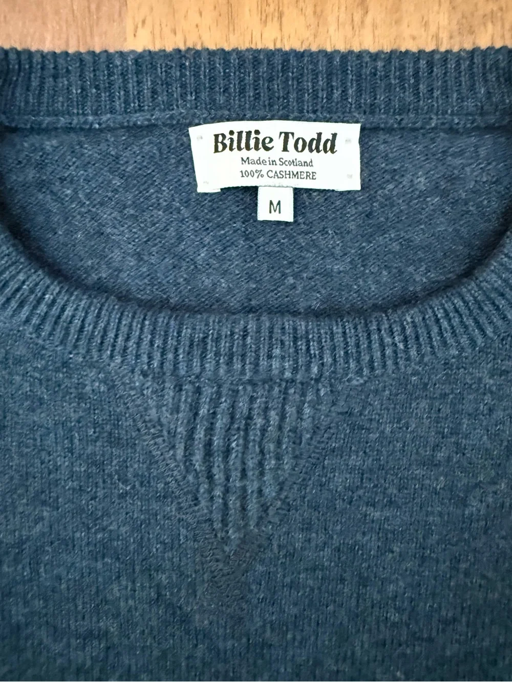 Billie Todd 💯 Cashmere Crewneck Sweater with Yellow Accent